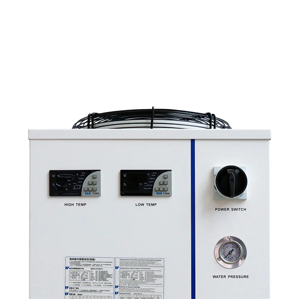 Panel sterowania chłodnicy CWFL-1000 do laserów światłowodowych – wskaźniki i kontrolery temperatury