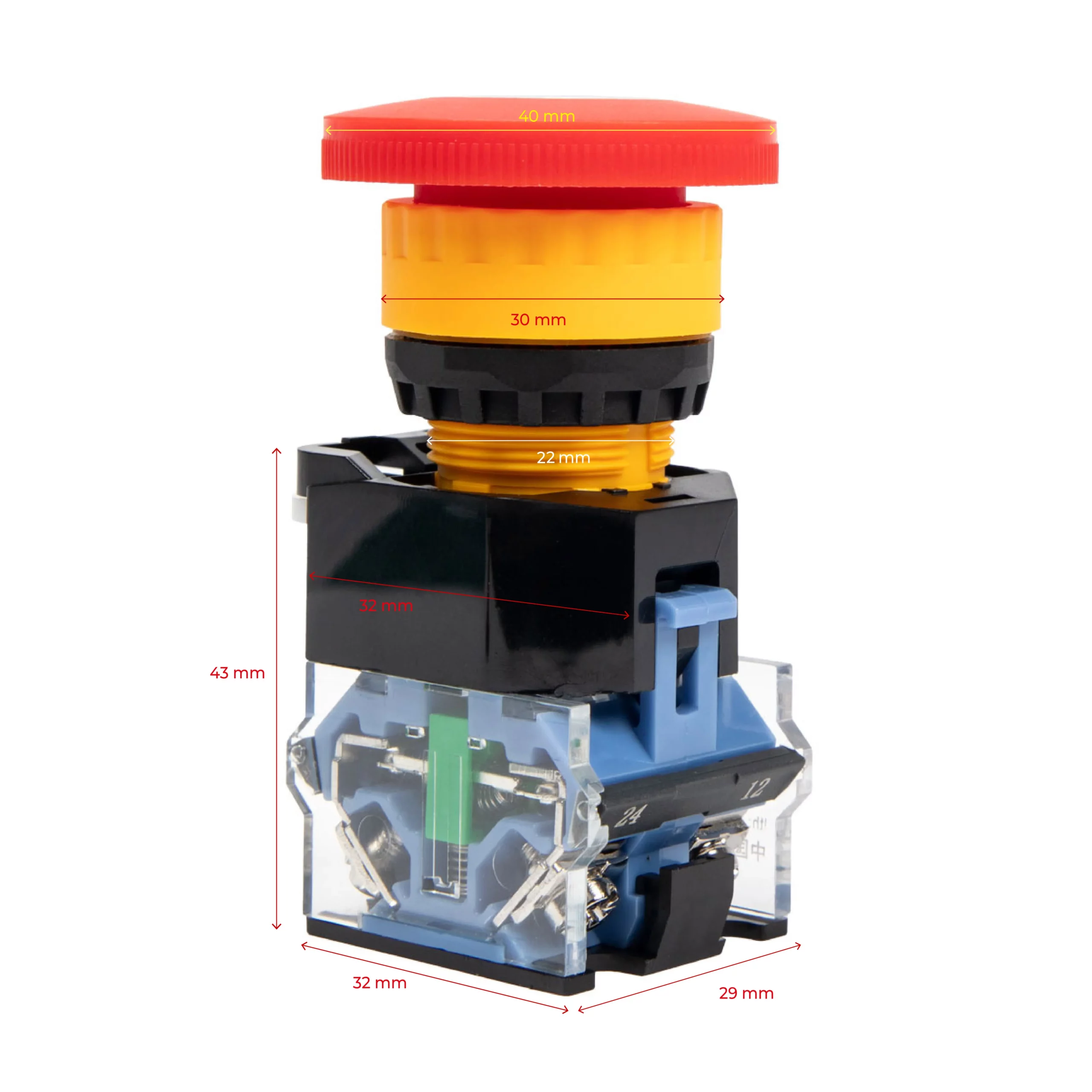 Wymiary przycisku bezpieczeństwa stop do plotera co2