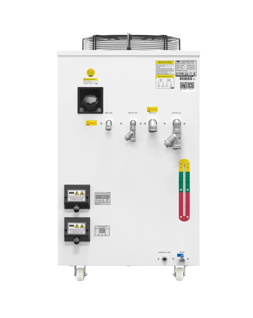 Chłodnica wody TEYU CWFL-4000 ENPTY chiller do wycinarek światłowodowych widok z tyłu
