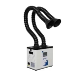 Pochłaniacz dymu z dwiema rurami w pozycji skierowanej ku górze