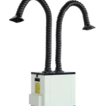 Pochłaniacz oparów z dwiema rurami elastycznymi widok z lewej strony