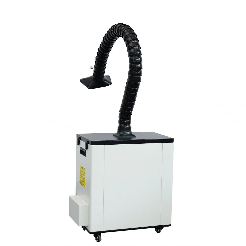 Boczny widok pochłaniacza PURE-AIR PA-500TS-IQ-B do znakowarek laserowych z rurą odciągową