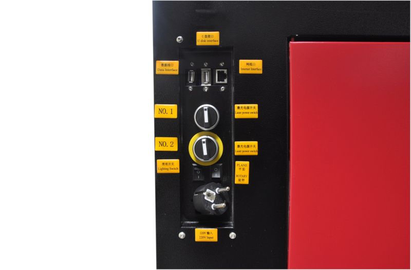 ploter laserowy co2 zbliżenie na wejścia podłączeń