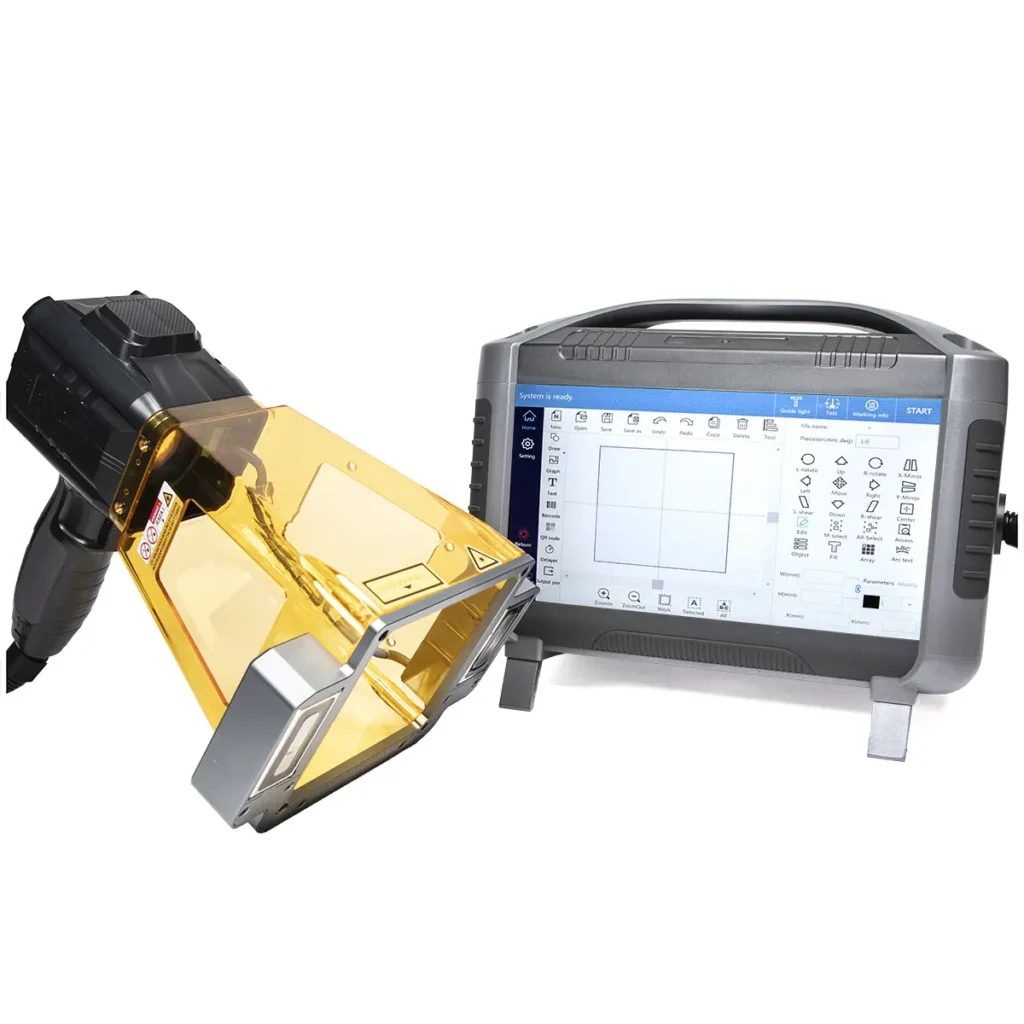Znakowarka laserowa Fiber Easymarker 30W z elektromagnesem – zestaw z głowicą i panelem sterującym