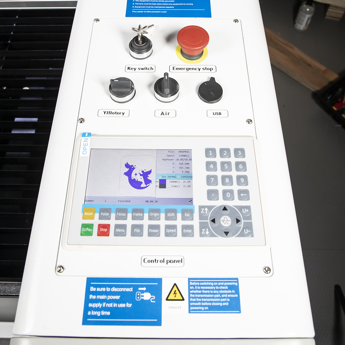 panel sterowania plotera laserowego jowuey