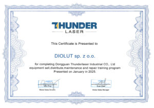 certyfikat thunder laser dla toplaser