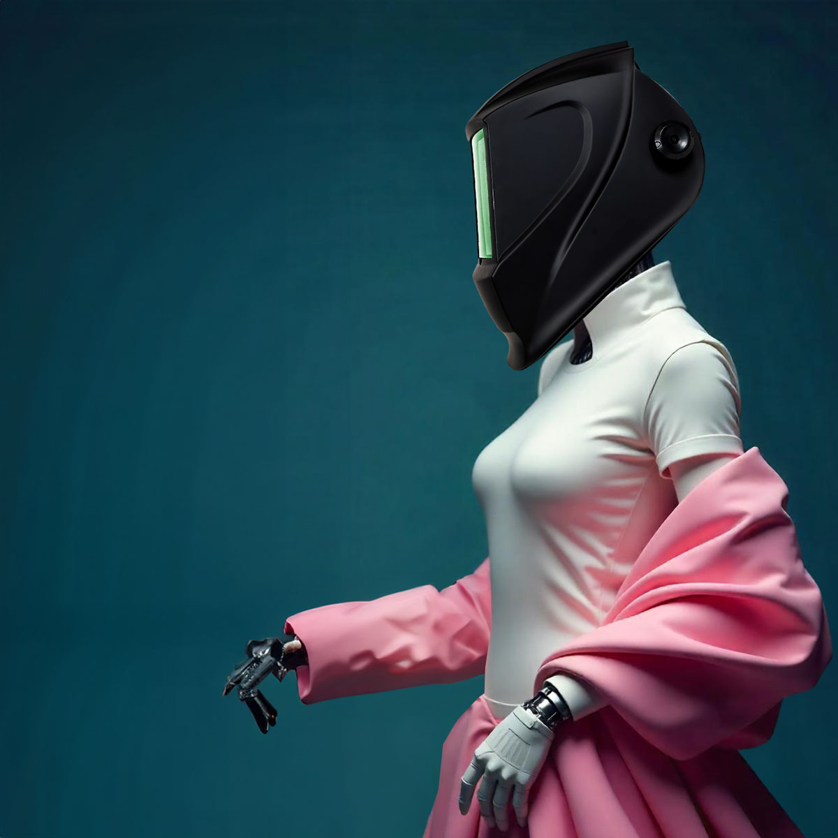 Przyłbica ochronna do spawania laserowego na modelce