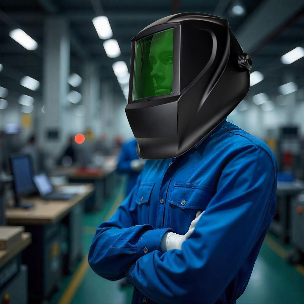 Przyłbica ochronna do spawania laserowego na modelu