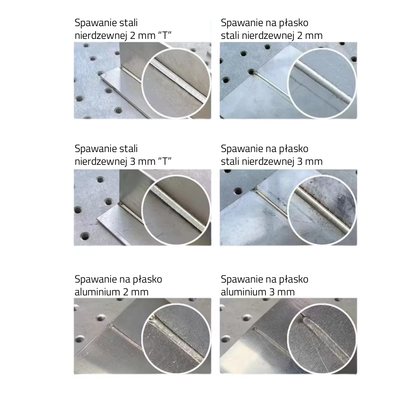 Spoiny spwaraki laserowej 4w1 rożne materiały